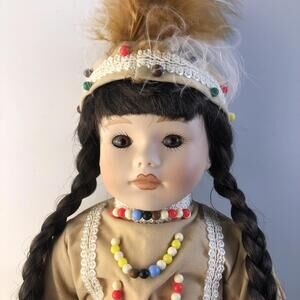 Kingstate  Indian 16" Porcelain Doll on stand